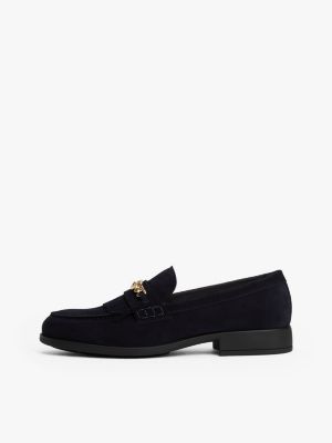 mocassini in camoscio con frange e morsetto blu da donne tommy hilfiger
