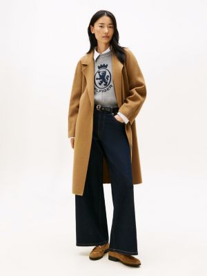 bruin suède loafer met franjes en horsebit voor dames - tommy hilfiger