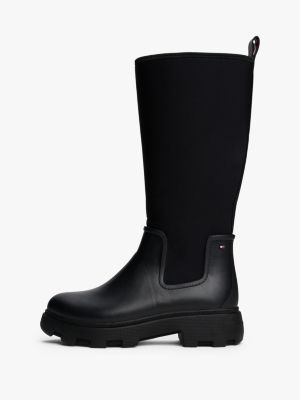 black warm lined cleat rain boots for women tommy hilfiger