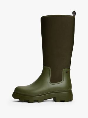 grün rutschhemmender regenstiefel mit warmem futter für damen - tommy hilfiger