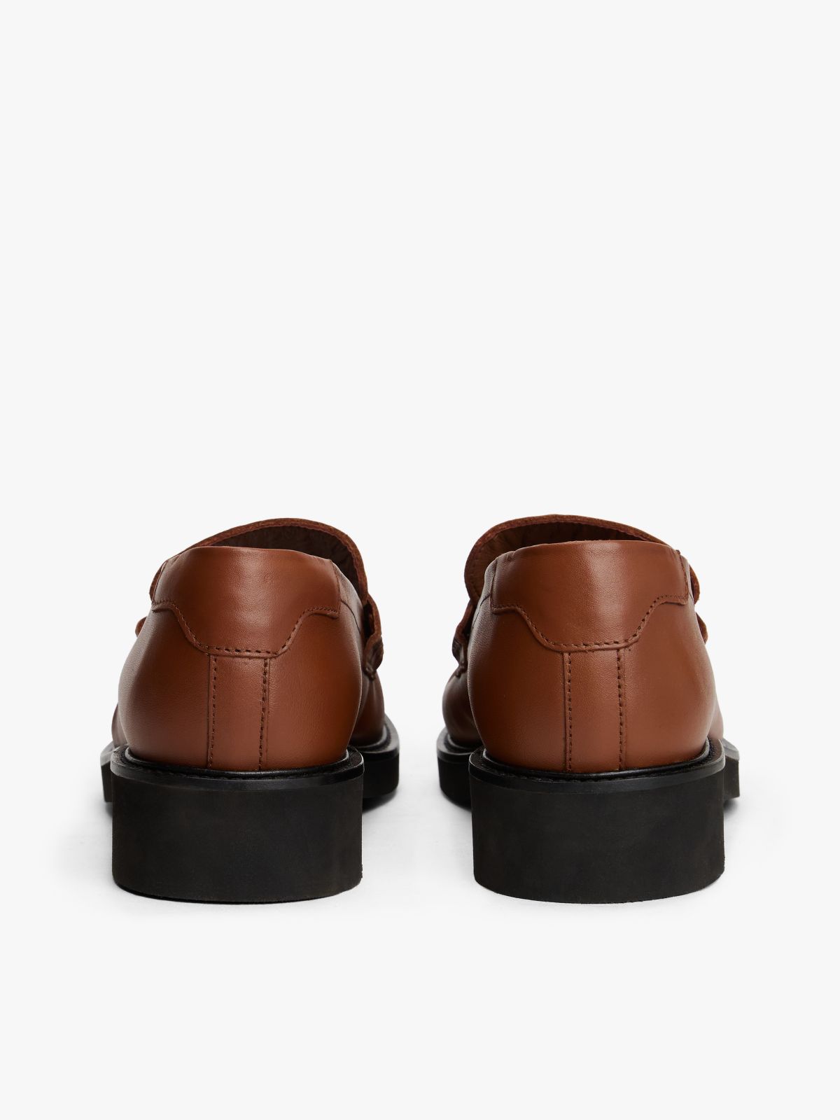 Leather Square Toe Loafers — Brown