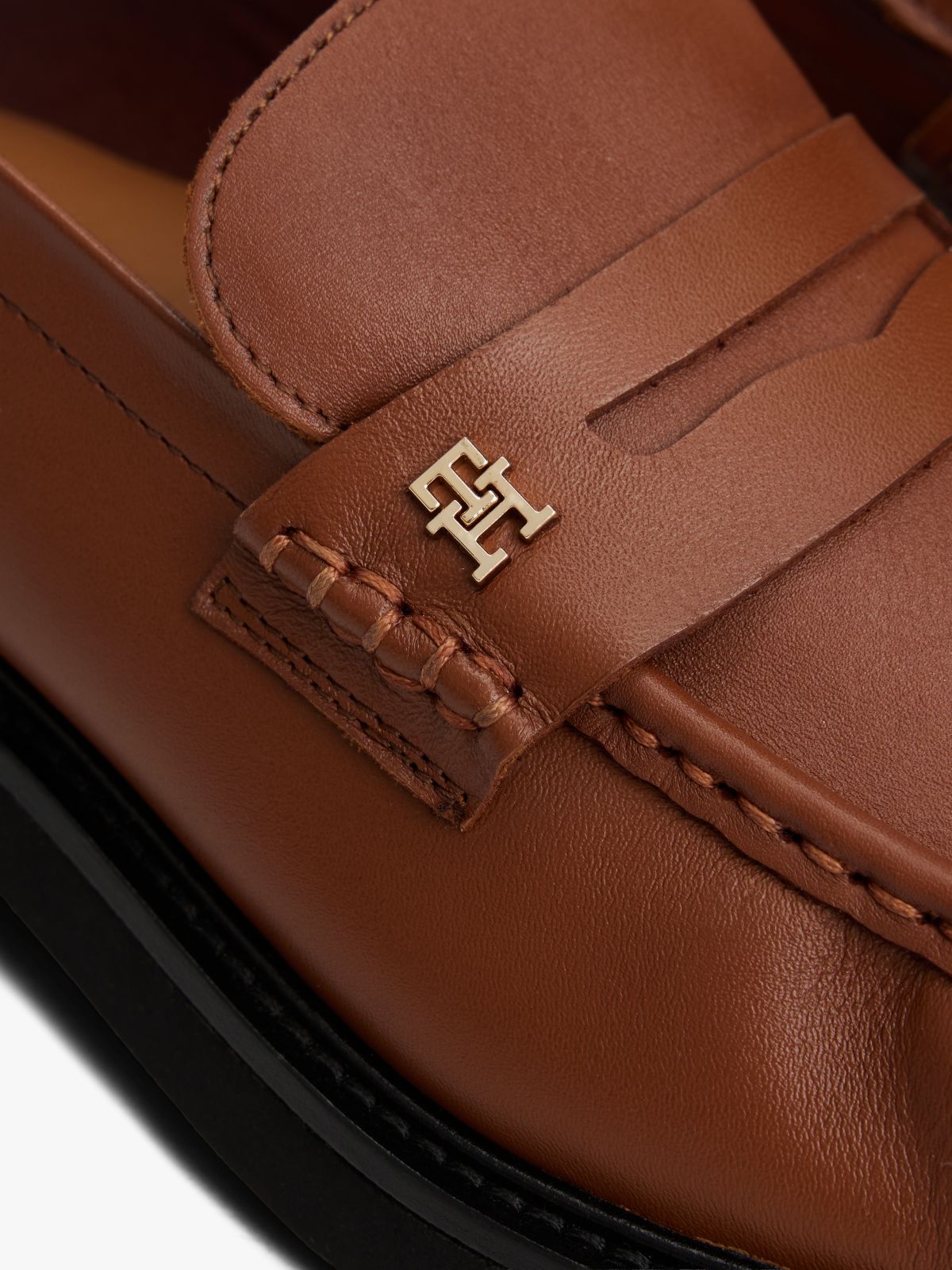 Leather Square Toe Loafers — Brown