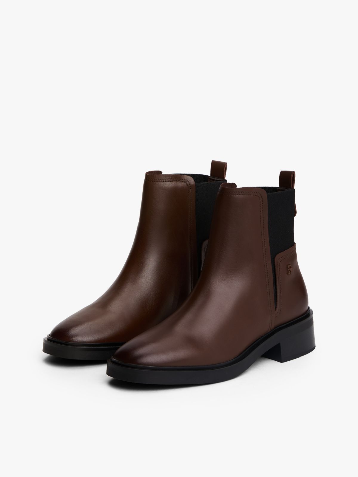 Leather Square Toe Chelsea Boots — Brown