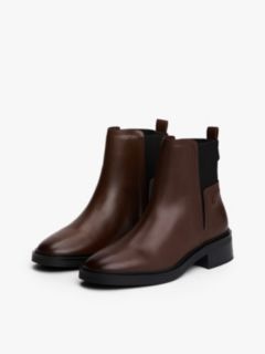 Leather Square Toe Chelsea Boots — Brown 2