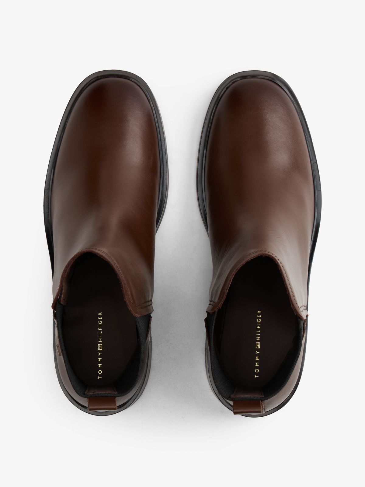 Leather Square Toe Chelsea Boots — Brown