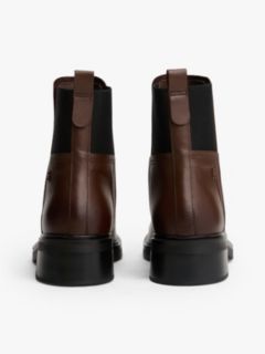 Leather Square Toe Chelsea Boots — Brown 4