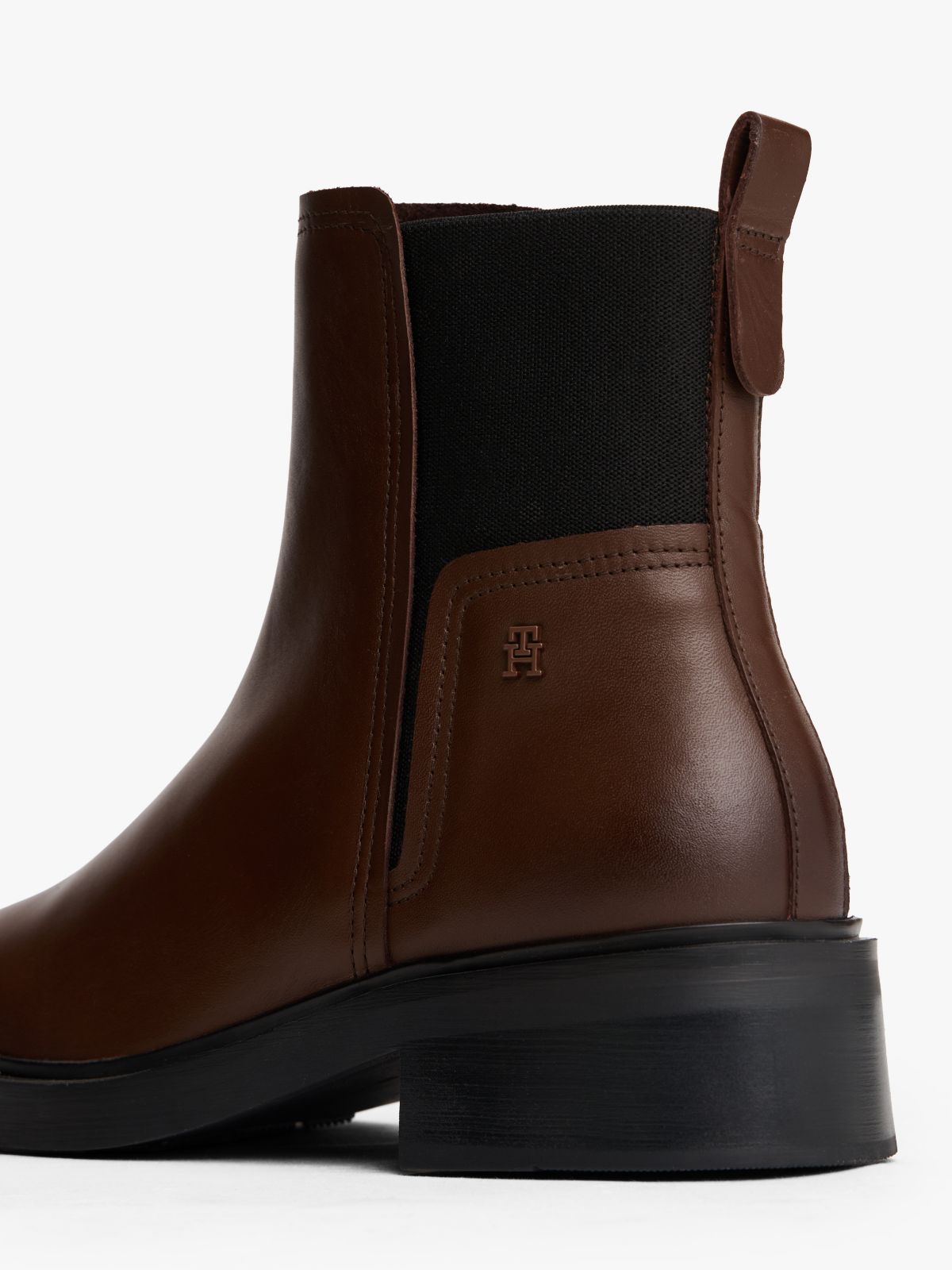 Leather Square Toe Chelsea Boots — Brown