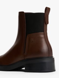 Leather Square Toe Chelsea Boots — Brown 6
