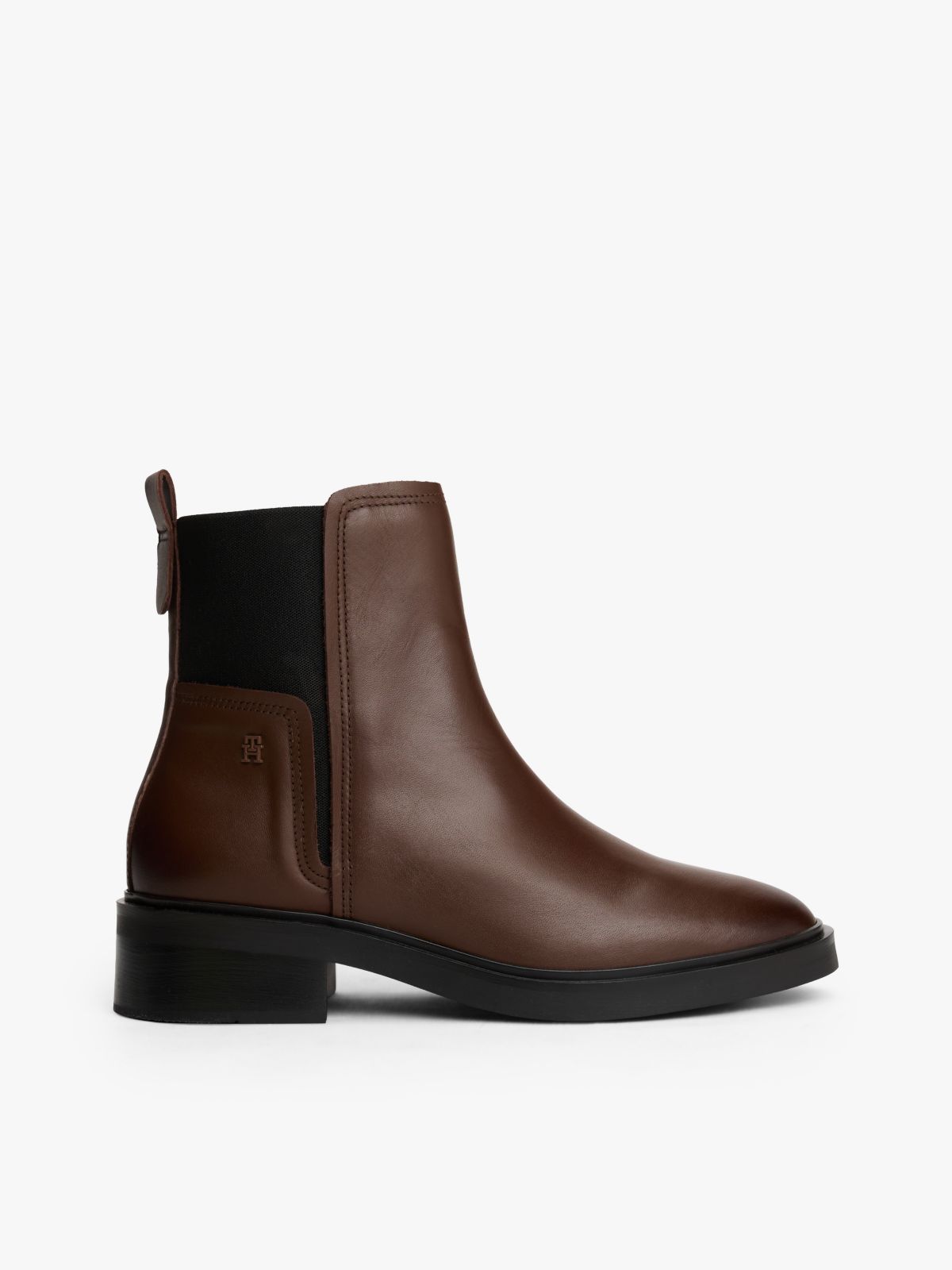 Leather Square Toe Chelsea Boots — Brown