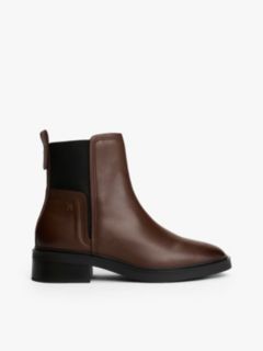 Leather Square Toe Chelsea Boots — Brown 1