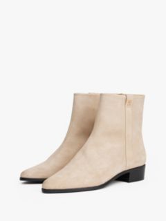 Suede Pointed Toe Ankle Boots — Beige 2