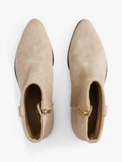 Suede Pointed Toe Ankle Boots — Beige 3