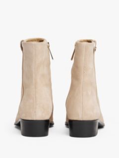 Suede Pointed Toe Ankle Boots — Beige 4