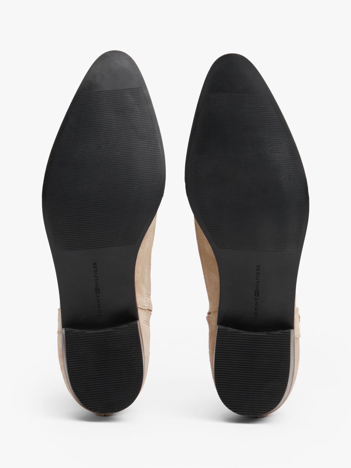 Suede Pointed Toe Ankle Boots — Beige