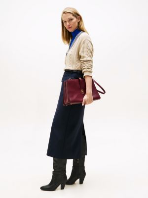 bottes hautes en cuir à bout pointu noir pour femmes tommy hilfiger
