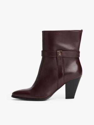 bottines en cuir à talon cubain marron pour femmes tommy hilfiger