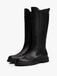 Leather Cleat Knee-High Chelsea Boots — Black 2