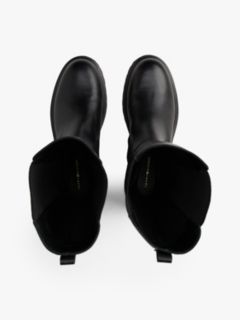 Leather Cleat Knee-High Chelsea Boots — Black 3