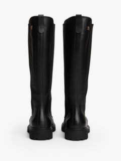 Leather Cleat Knee-High Chelsea Boots — Black 4
