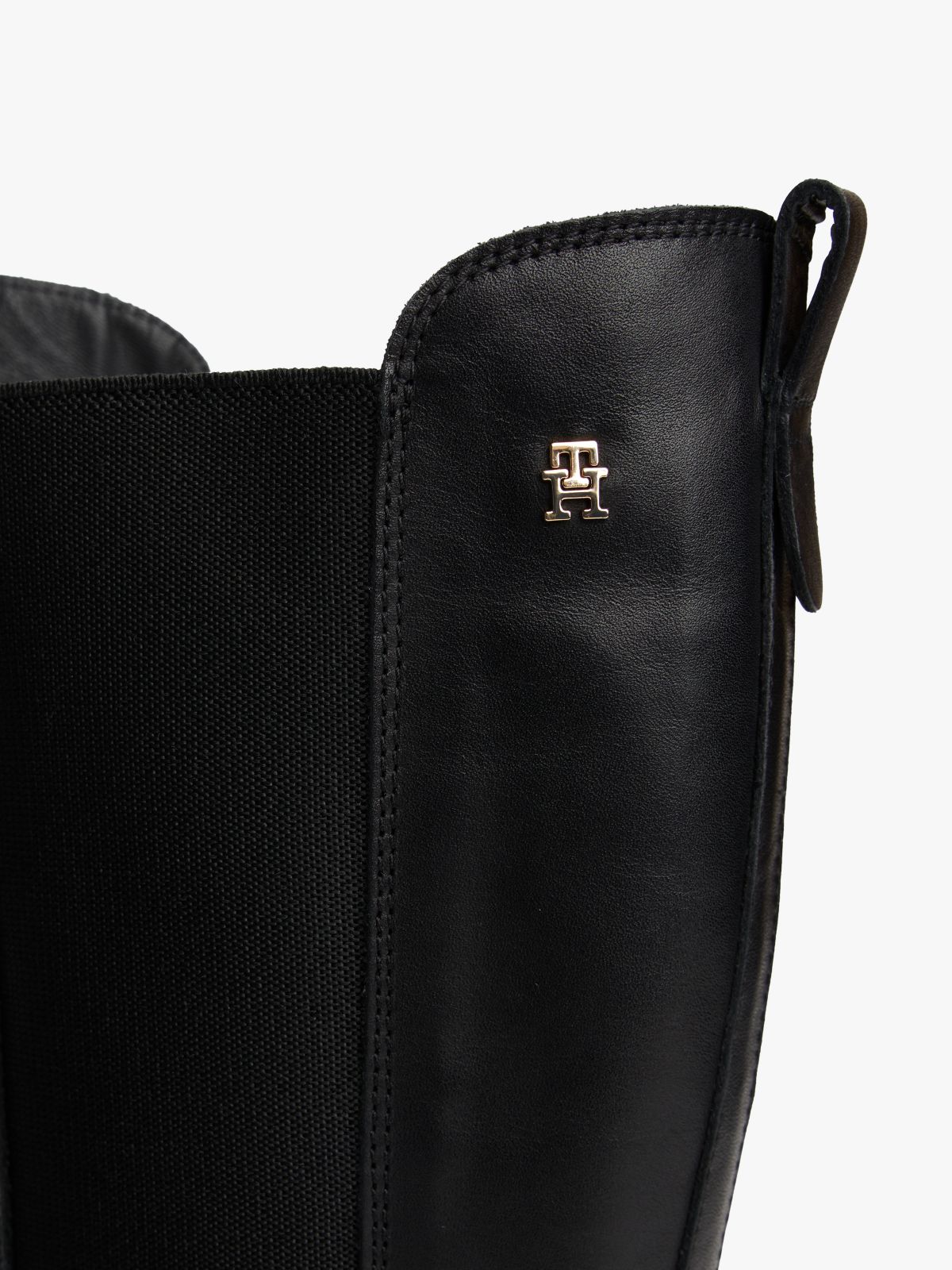 Leather Cleat Knee-High Chelsea Boots — Black