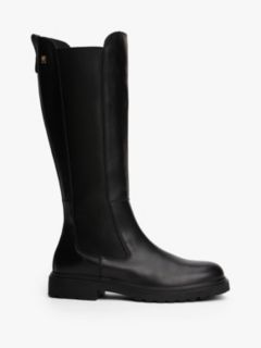 Leather Cleat Knee-High Chelsea Boots — Black 1