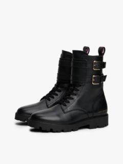Leather Logo Cleat Biker Boots — Black 2