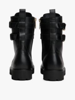 Leather Logo Cleat Biker Boots — Black 4