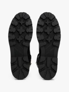 Leather Logo Cleat Biker Boots — Black 5