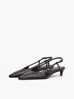 Croco-Print Slingback Kitten Heels With Leather — Purple 2
