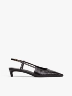 Croco-Print Slingback Kitten Heels With Leather — Purple 1