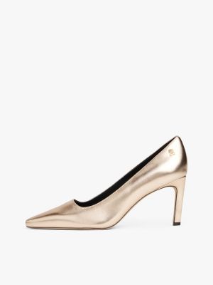 beige metallic leather stiletto heels for women tommy hilfiger
