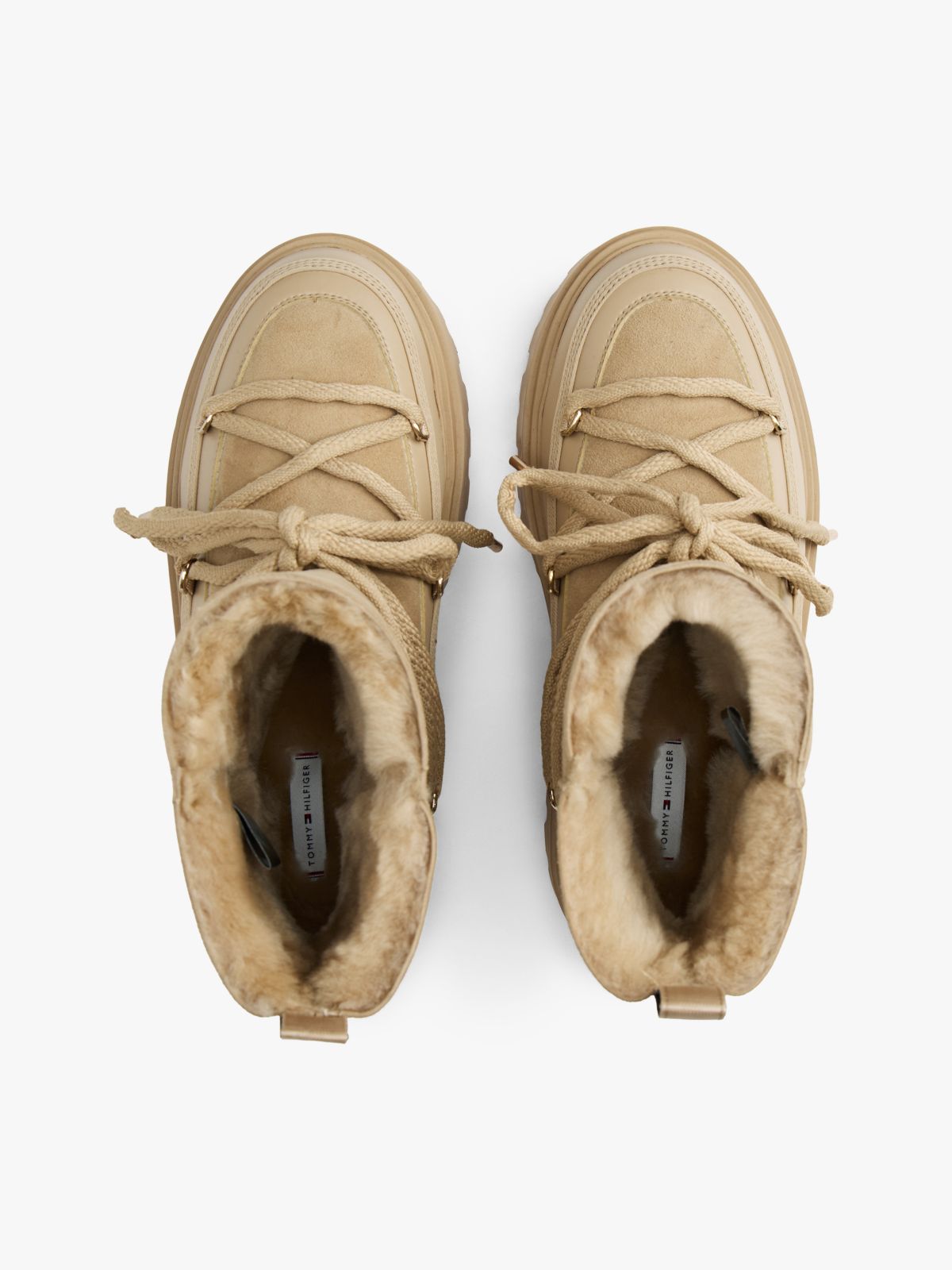 Leather TH Monogram Cleat Snow Boots — Beige