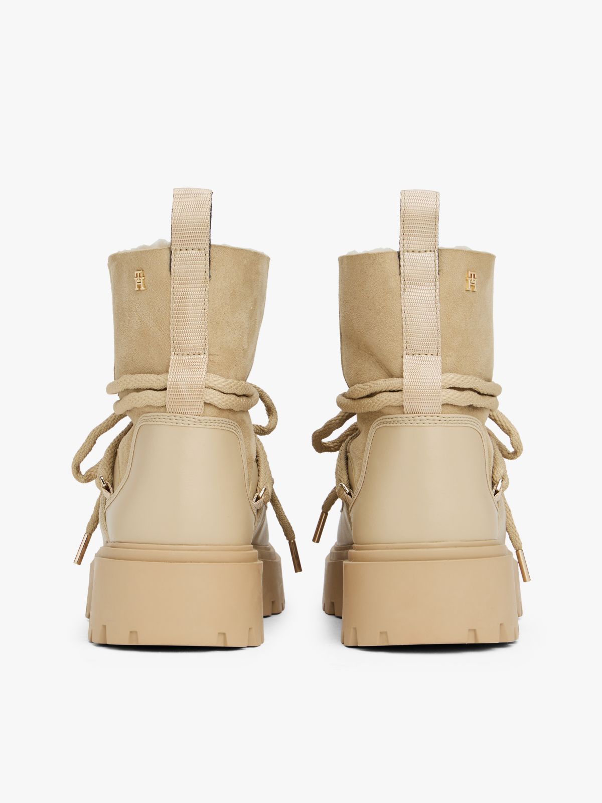 Leather TH Monogram Cleat Snow Boots — Beige
