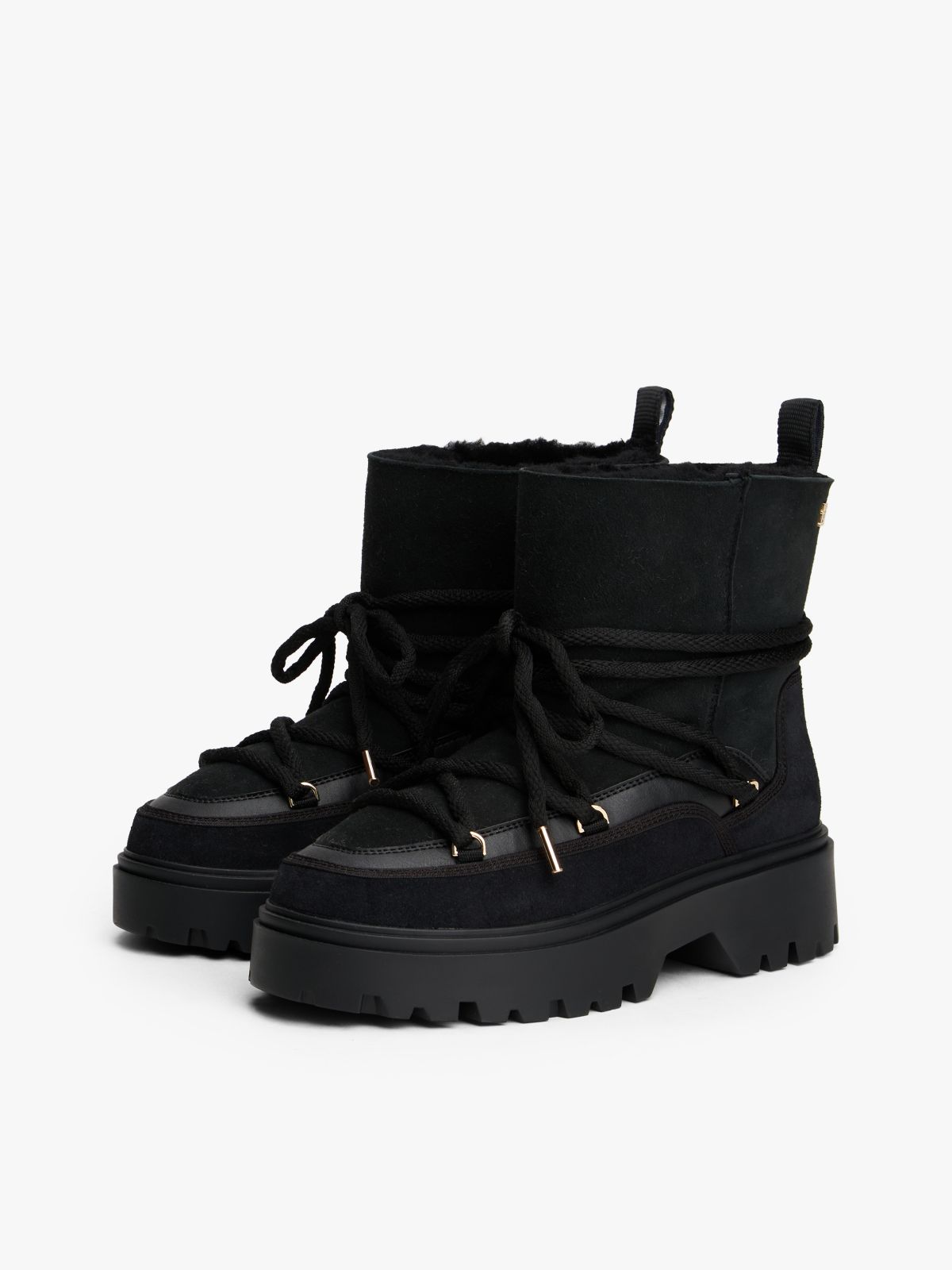 Leather TH Monogram Cleat Snow Boots — Black