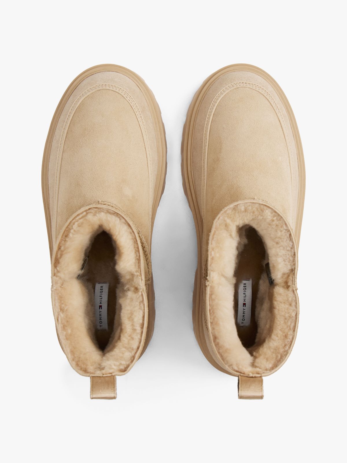Leather Cleat Pull-On Snow Boots — Beige