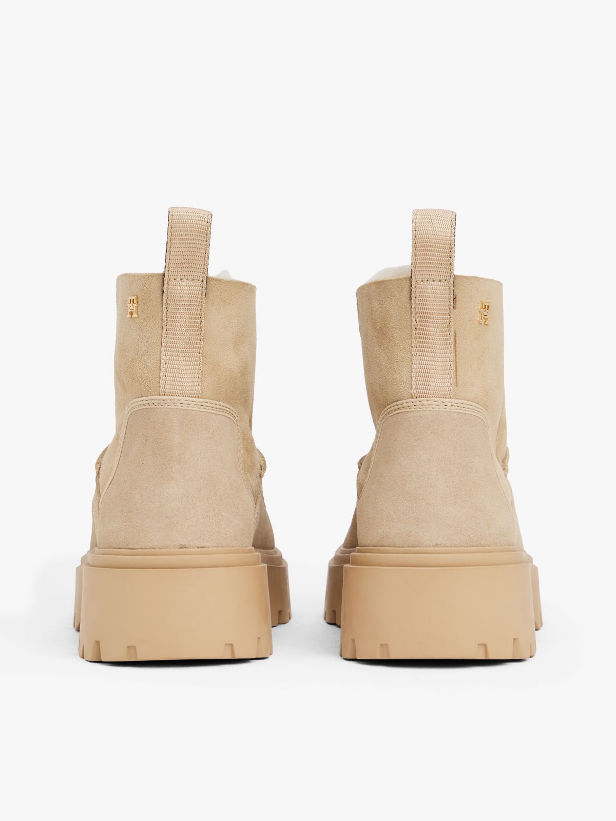 Leather Cleat Pull-On Snow Boots — Beige