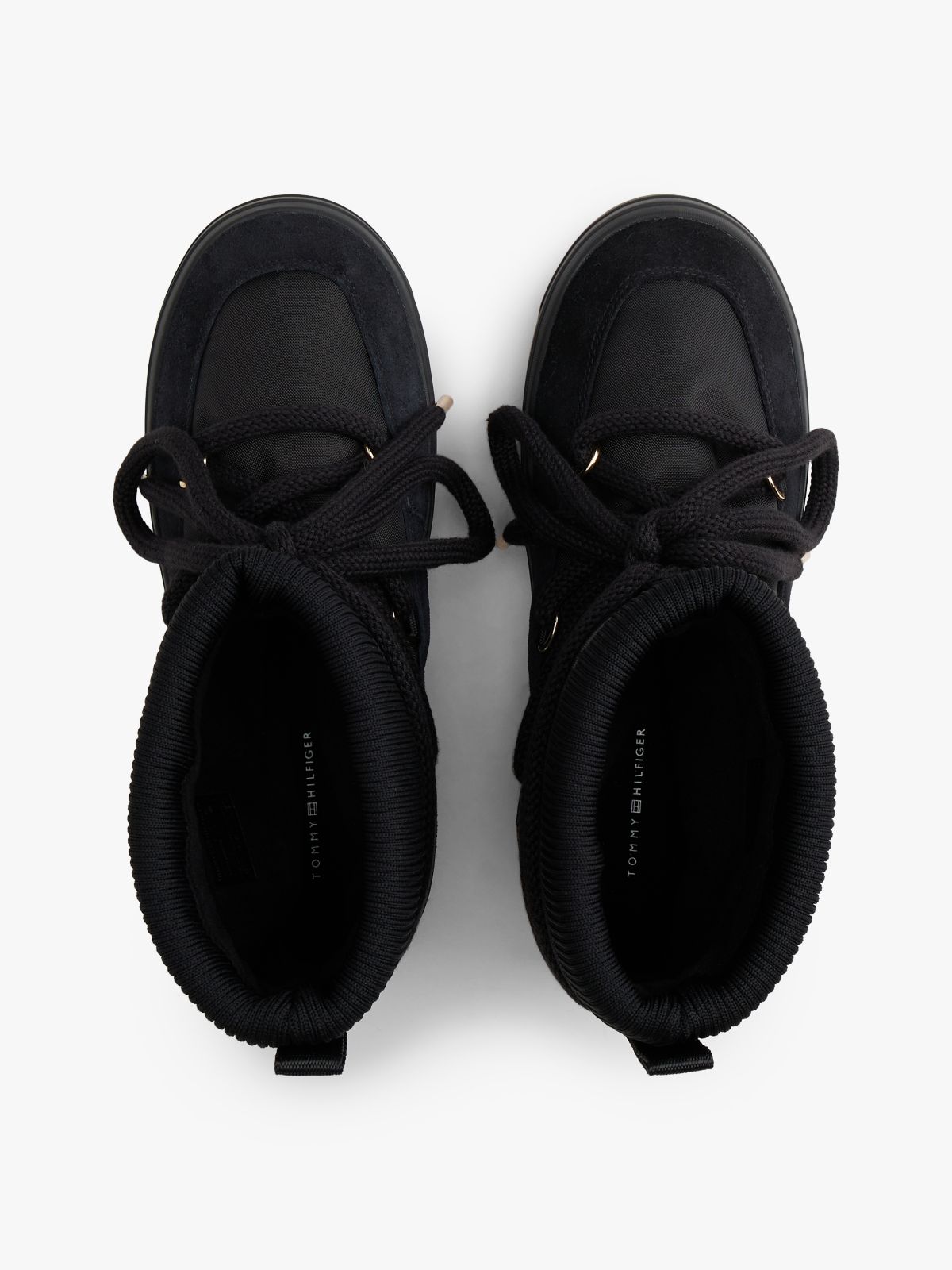 Water Repellent Warm Lined Lace-Up Snow Boots — Black