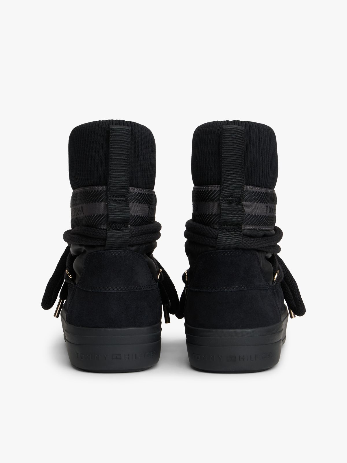 Water Repellent Warm Lined Lace-Up Snow Boots — Black