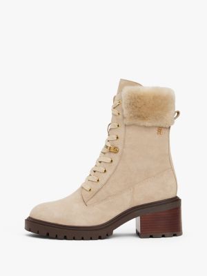 beige rutschhemmender chelsea-boot aus wildleder für damen - tommy hilfiger