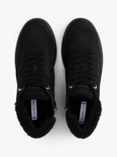 Leather Mid-Top Warm Lined Court Trainers — Black 3