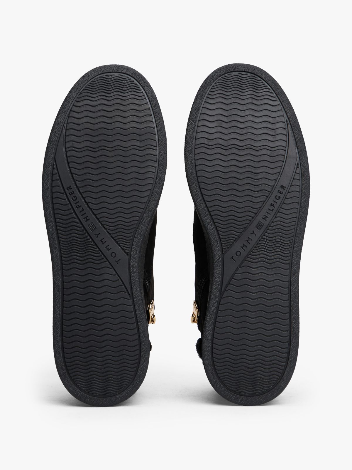 Leather Mid-Top Warm Lined Court Trainers — Black