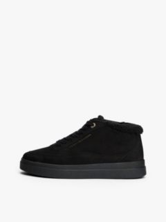 Leather Mid-Top Warm Lined Court Trainers — Black 7