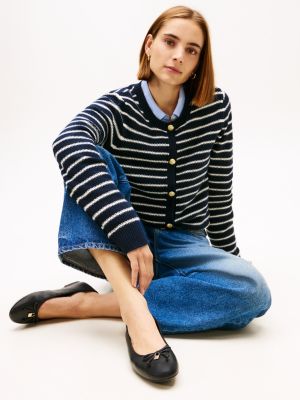 black th monogram charm leather ballerinas for women tommy hilfiger