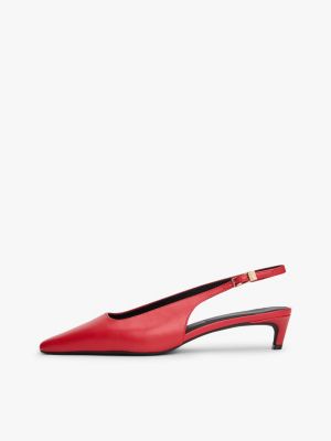 kitten heels slingback en cuir à monogramme th rouge pour femmes tommy hilfiger