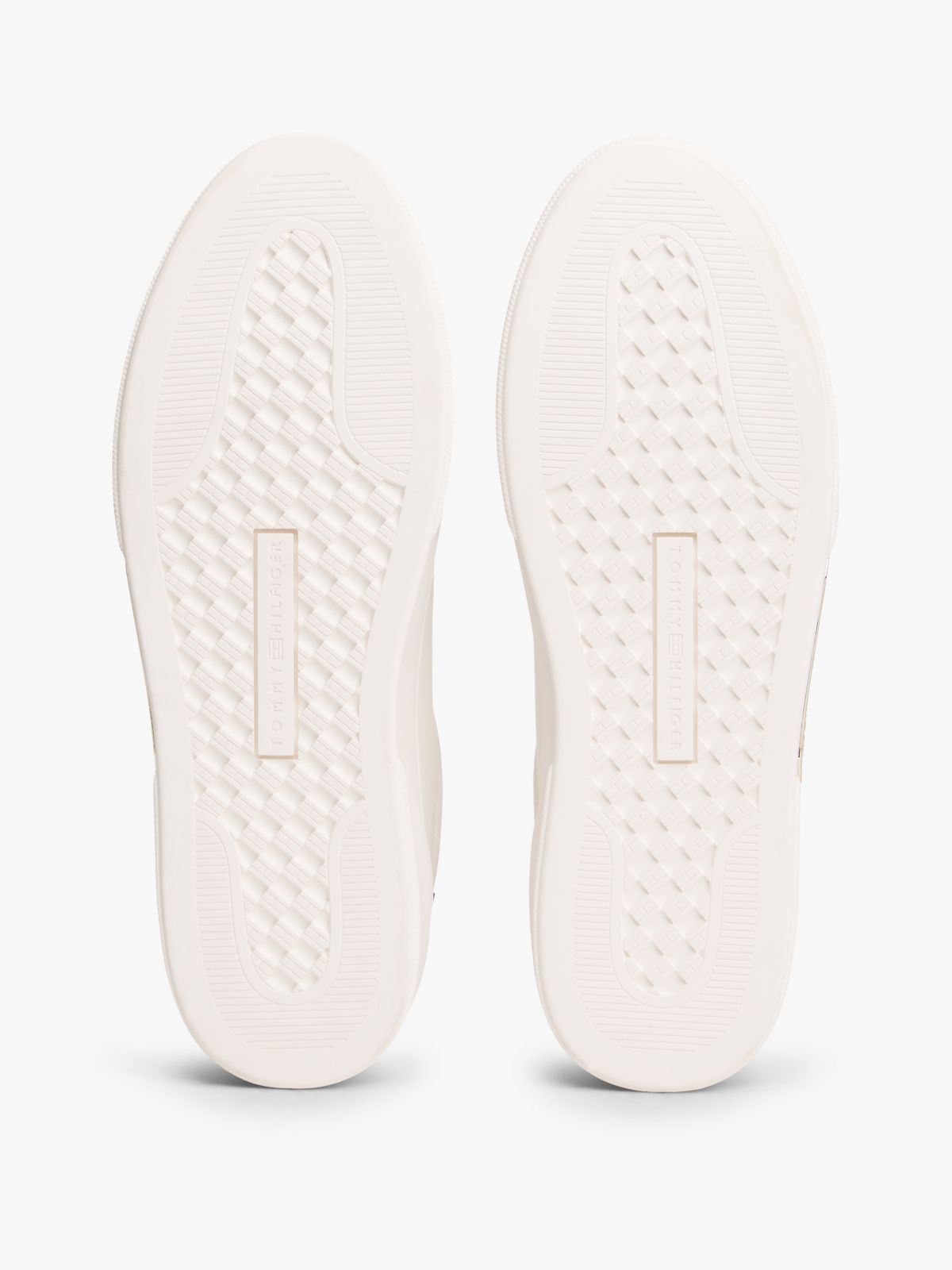 Leather Logo Plaque Court Trainers — Beige