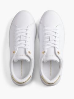 Leather Logo Plaque Court Trainers — White 3