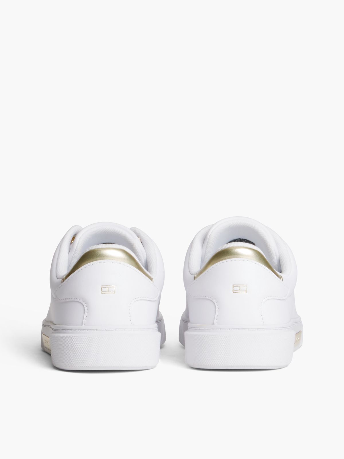 Leather Logo Plaque Court Trainers — White