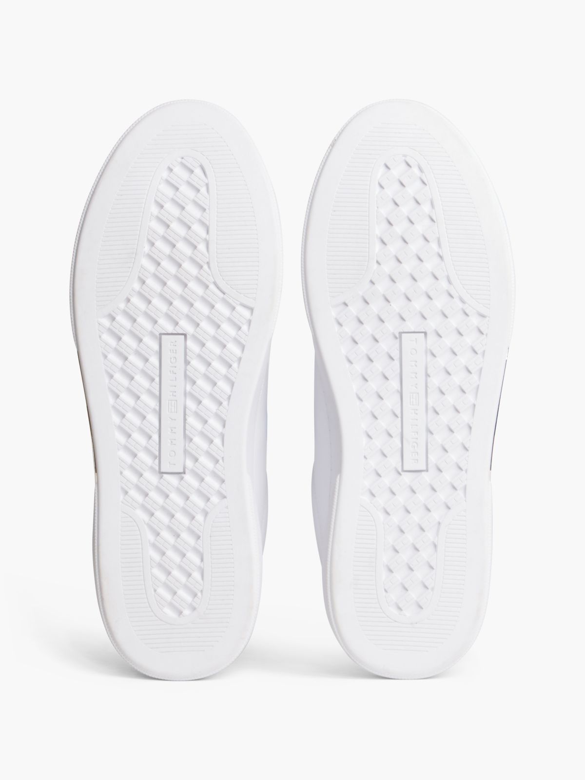 Leather Logo Plaque Court Trainers — White