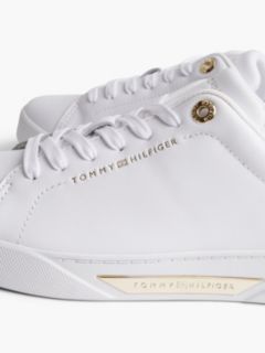 Leather Logo Plaque Court Trainers — White 6