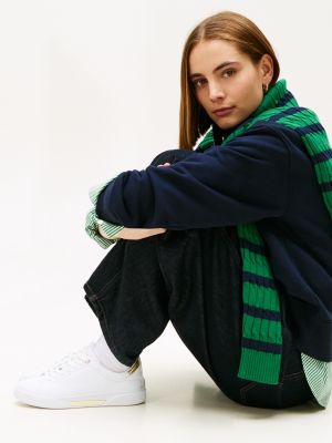 white leather logo plaque court trainers for women tommy hilfiger